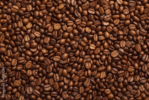 Coffee beans in various shades and sizes. Coffee background. Generative AI