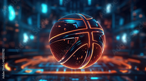 Futuristic basketball created with generative AI technology