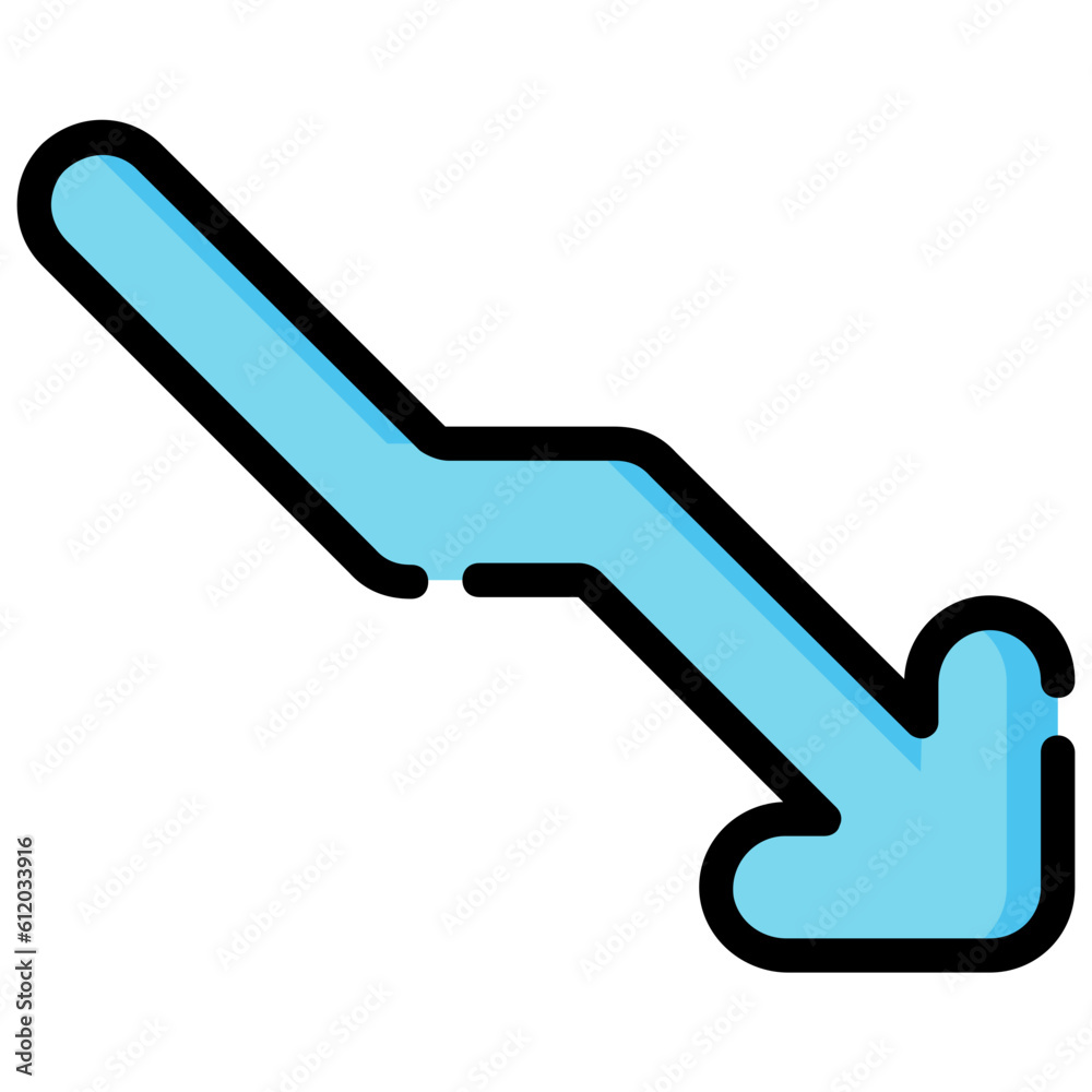 falling arrow filled outline vector icon