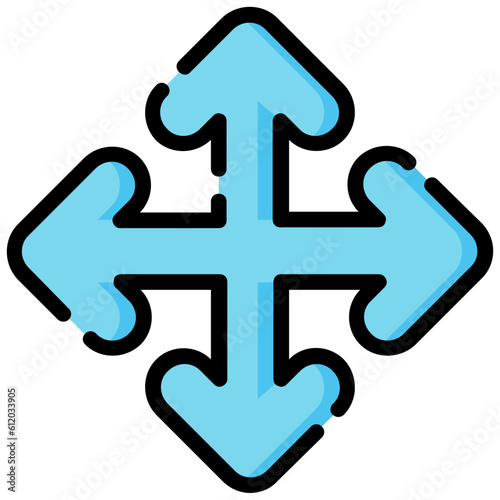 move arrow filled outline vector icon