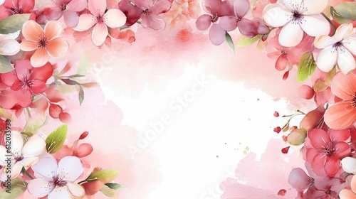 flower frame background with watercolor. 3d rendering. Generative AI