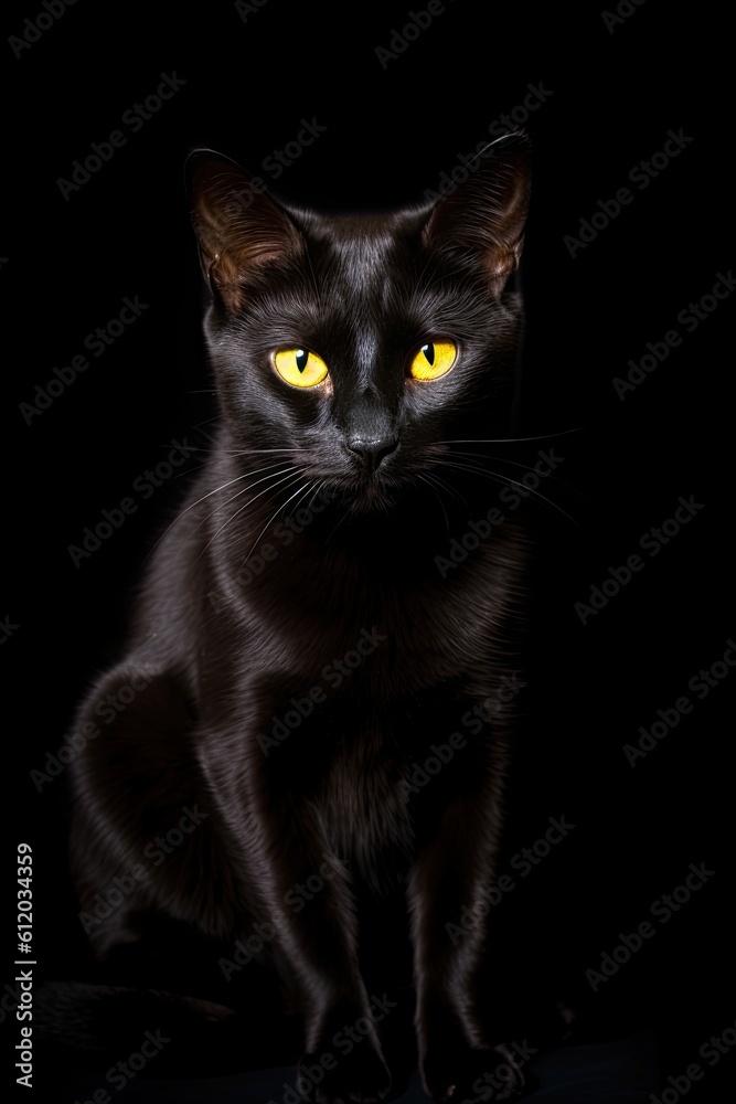 Black and white cat portrait. AI generated art illustration. Black and white cat portrait. AI generated art illustration.