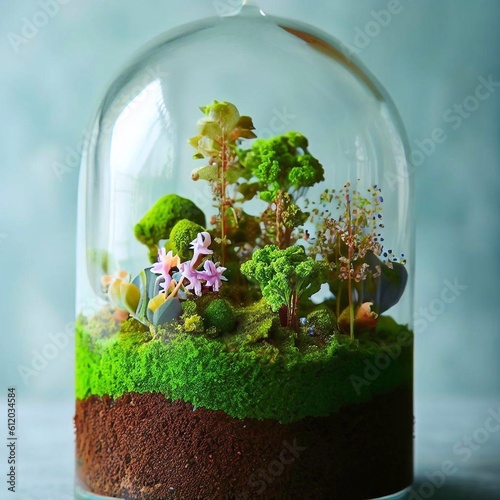 dessert terrarium, resembling a miniature forest