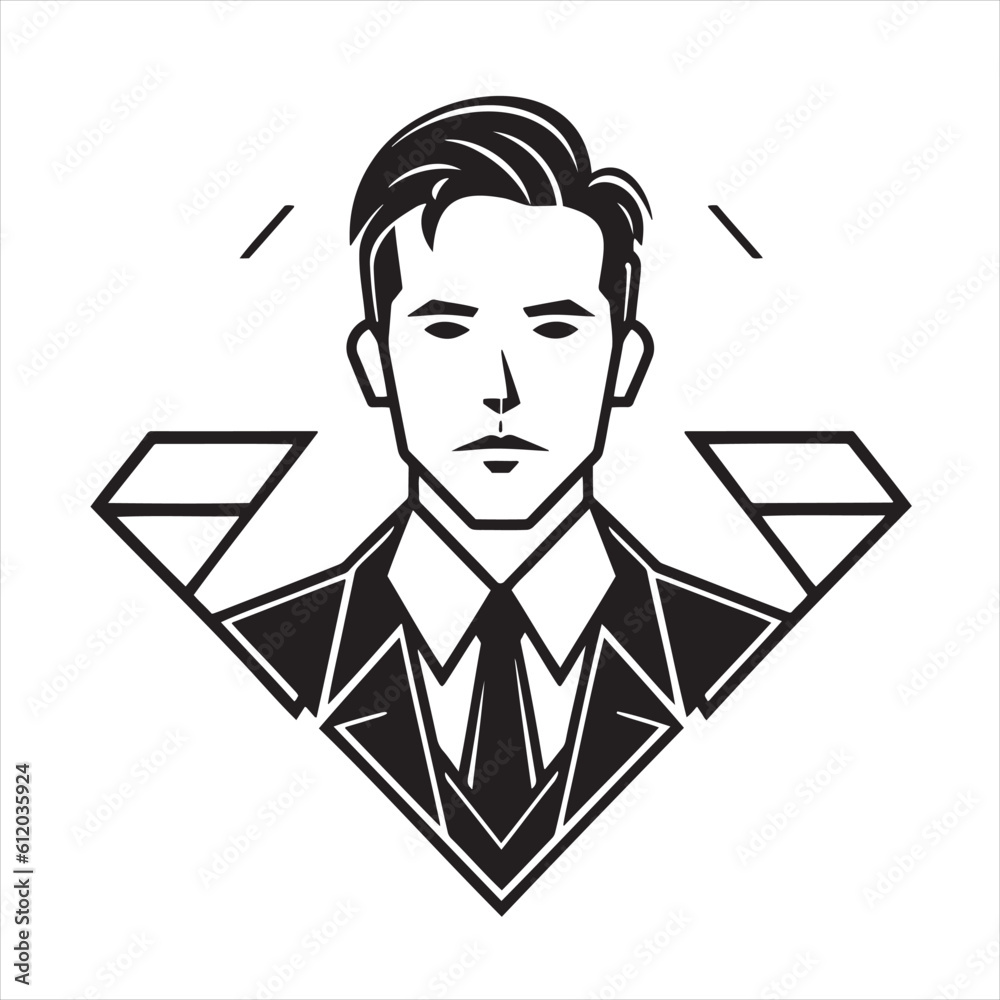 man in a business suit. logo. vector flat abstract design.