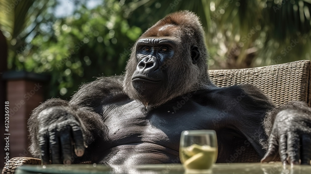 Silverback Gorilla with cocktail