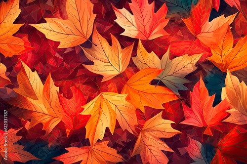 Autumn maple leaves background. Vector illustration for your graphic design. Generative AI.