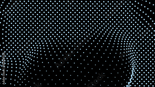 Dome-shaped protrusion part seine by stretching mesh for the illusion three-dimensional deformation of the surface. Screen media video trippy. Mesh LCD display. Scale size different hole space.