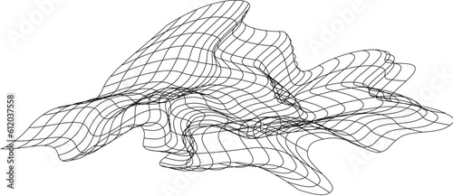 Net flying waving. Texture wave textile. Fabric square cells sea wind. Vector illustration rolling hills. Flag windy stream flow. Network structure surface checkered background sport lines border.
