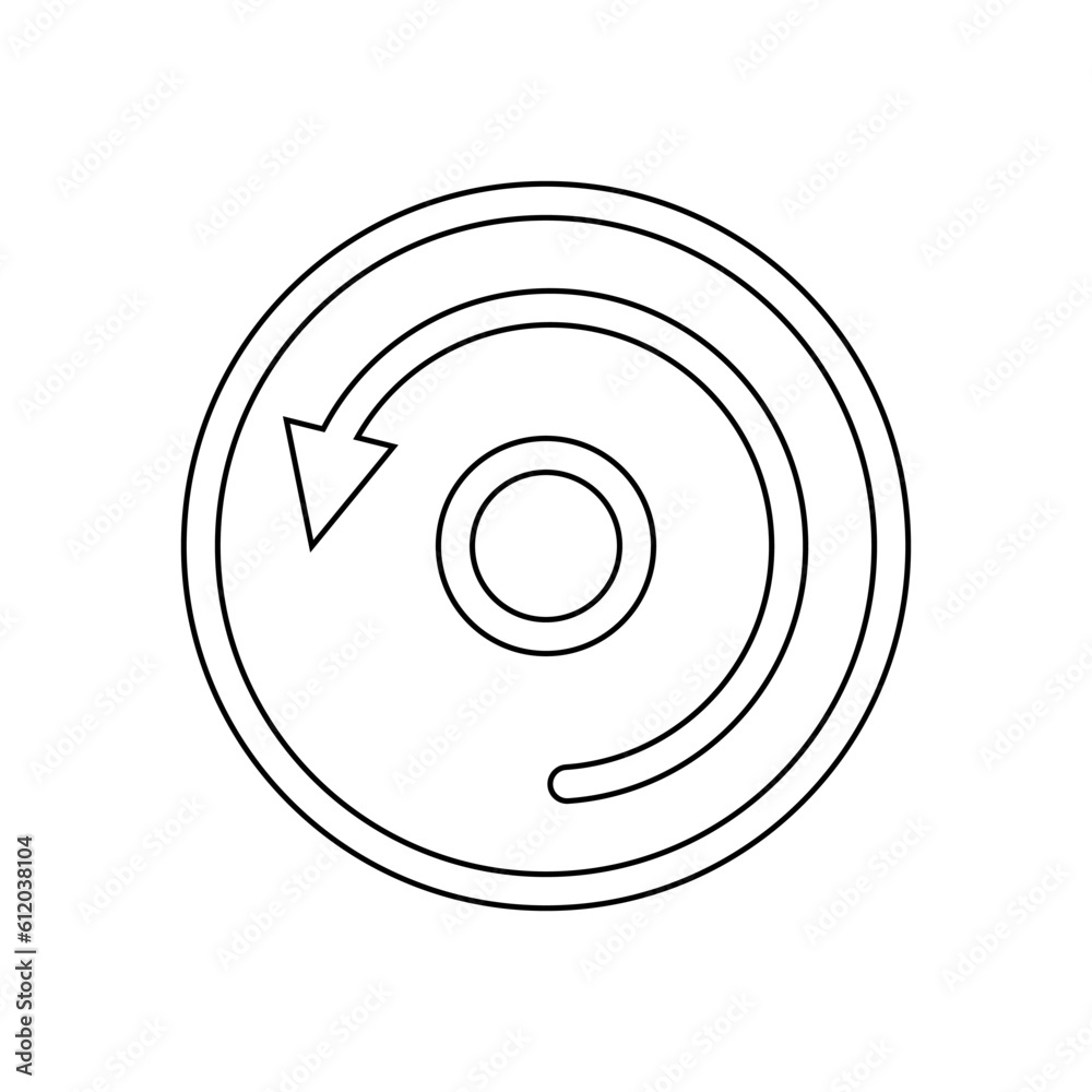 An icon with an arrow in a circle on a white background.