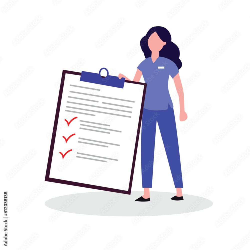 Nurse with documents checking symptoms Nurse with documents checking symptoms