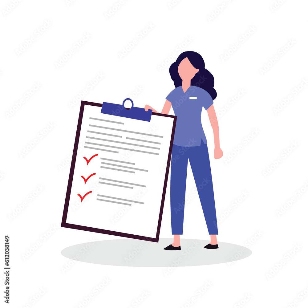Nurse with documents checking symptoms Nurse with documents checking symptoms