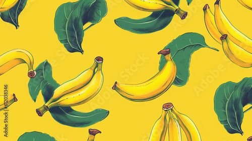 wallpaper o carta da parati con disegni di banane, stile giungla, banner con banane colorato, creato con ai photo