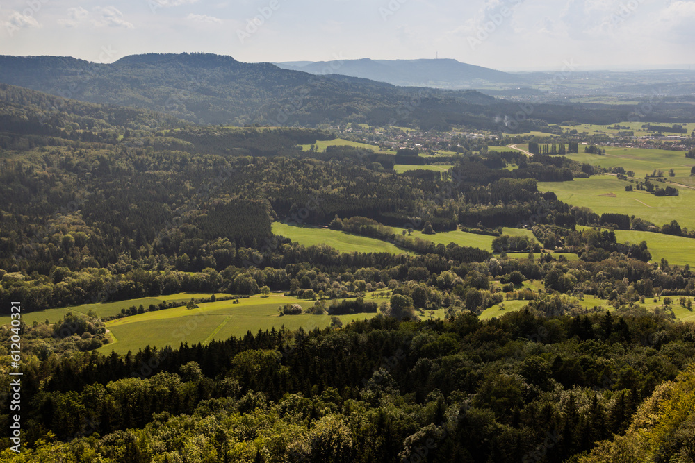Naklejka premium Landscape around Hohenzollern Castle in the state of Baden-Wuerttemberg, Germany