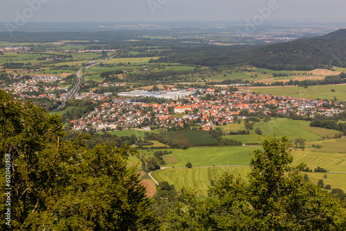 Aerial view of Hechingen in the state of Baden-Wuerttemberg, Germany