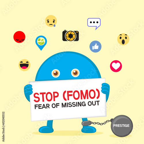 fomo fear of missing out concept vector illustration