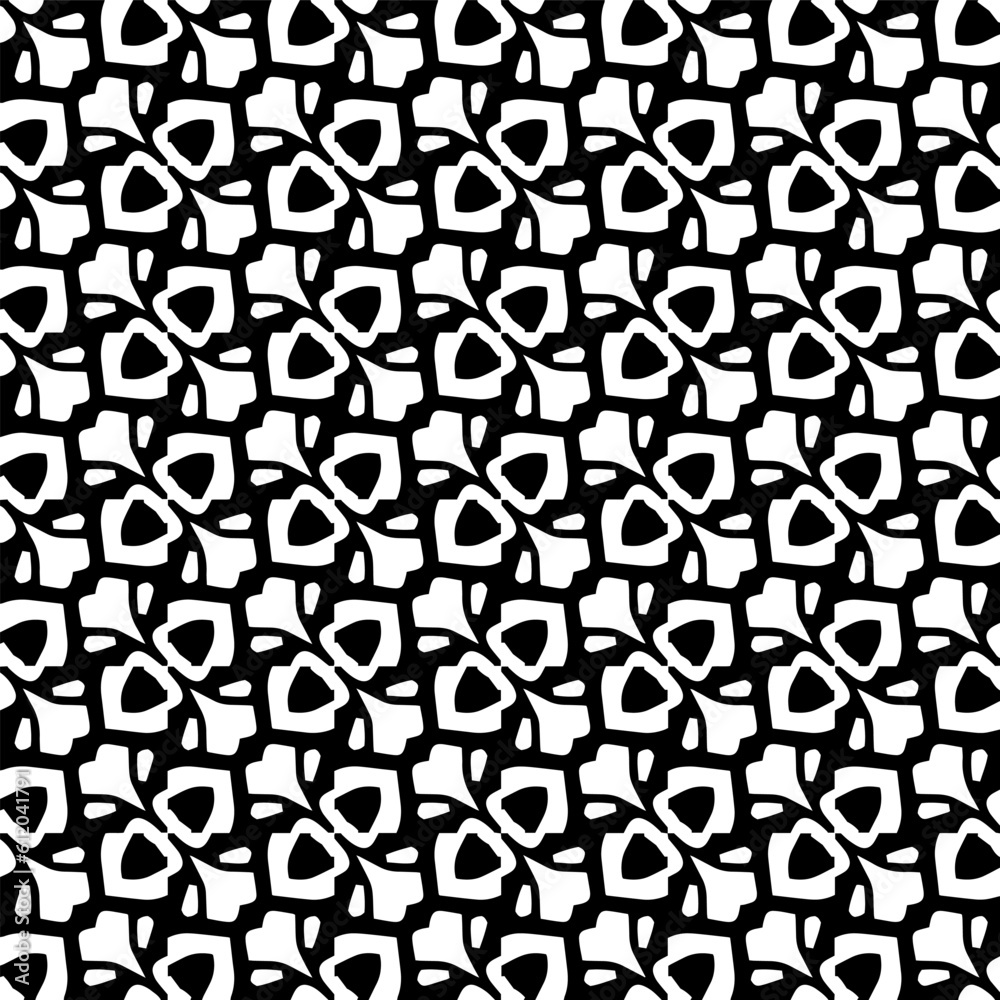 Background with abstract shapes. Black and white texture. Seamless monochrome repeating pattern for decor, fabric, cloth. Background with abstract shapes. Black and white texture. Seamless monochrome repeating pattern for decor, fabric, cloth.