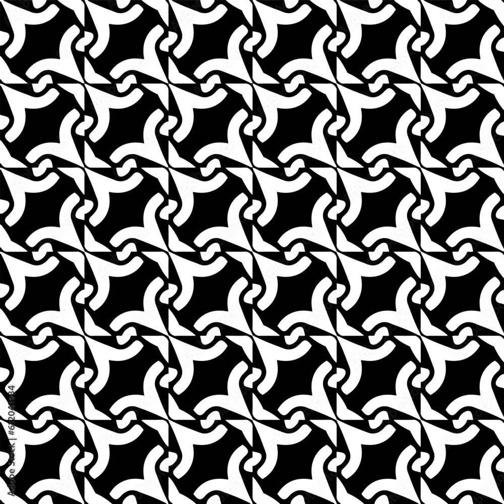  Background with abstract shapes. Black and white texture. Seamless monochrome repeating pattern  for decor, fabric, cloth. 