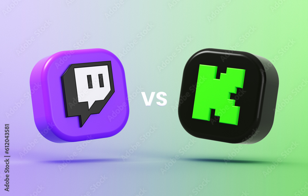 Valencia, Spain June, 2023 Twitch VS Kick app icons face to face