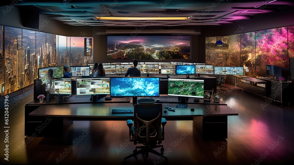 Unleashing Innovation: Professionals Thrive in a High-Tech Workspace with Brilliant Illumination Unleashing Innovation: Professionals Thrive in a High-Tech Workspace with Brilliant Illumination