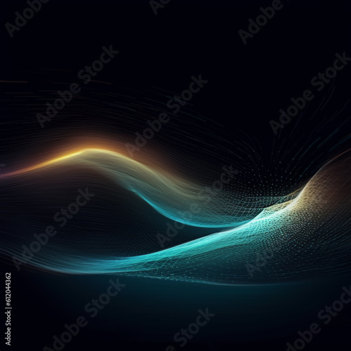 Abstract wavy particle technology, created with generative AI © MiraCle72