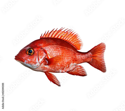 Red hump fish isolated on transparent background, created with generative AI