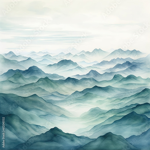 Chinese painting style landscape,created with generative ai tecnology