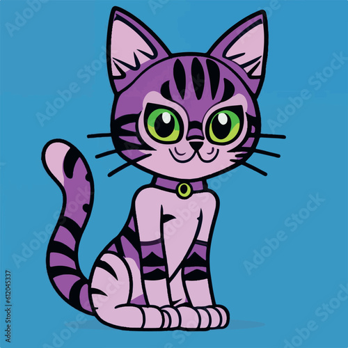 cartoon cat-girl portrait vector drawing