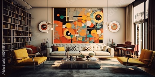 what if a painter had designed the internal design of your apartment? modern Living room interior design Wassily Kandinsky style