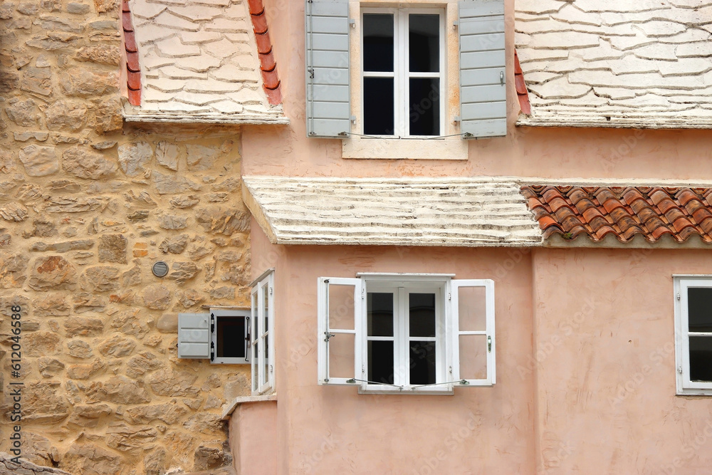 Traditional old Mediterranean houses built on the rocks in Split, Croatia. Traditional old Mediterranean houses built on the rocks in Split, Croatia.