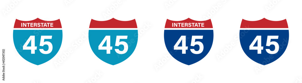 Interstate 45 highway vector signs set Interstate 45 highway vector signs set