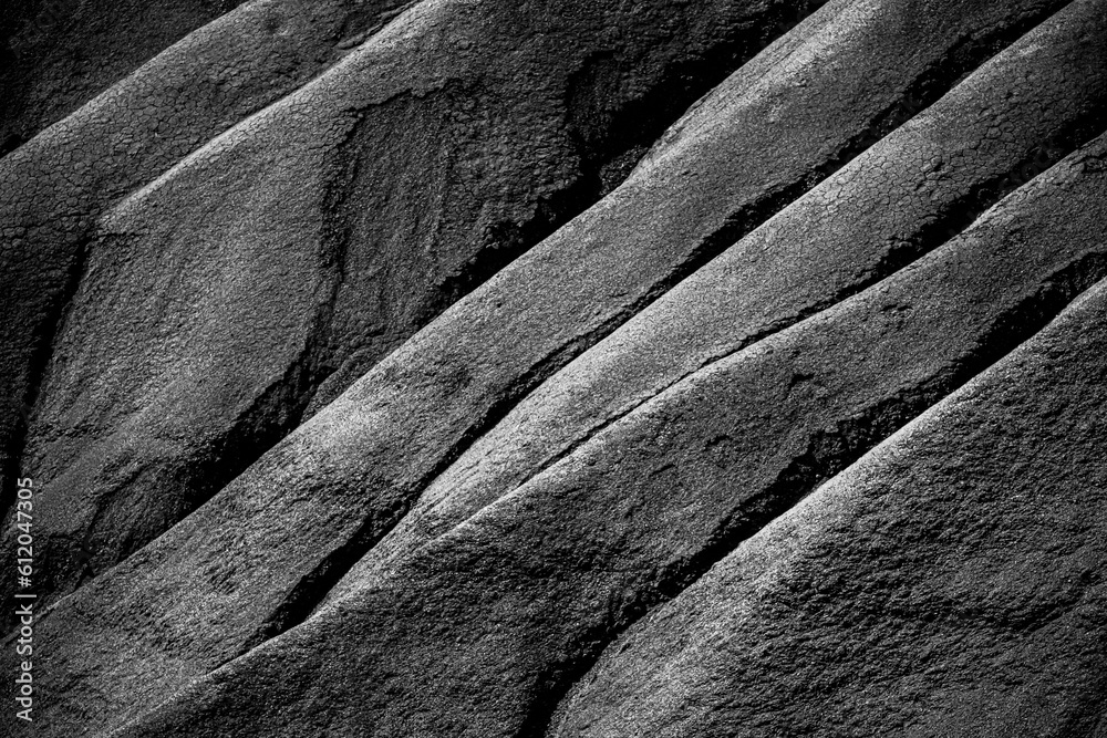 Arrière plan abstrait lignes et craquelures - Détail terrain de marnes rocailleuses