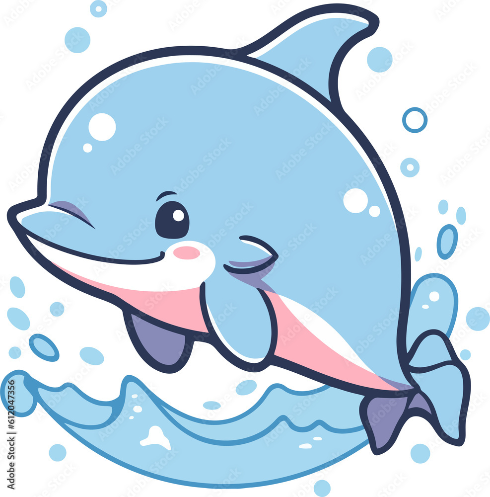 Naklejka premium Cute cartoon dolphin 