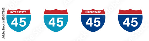 Interstate 45 highway vector signs set