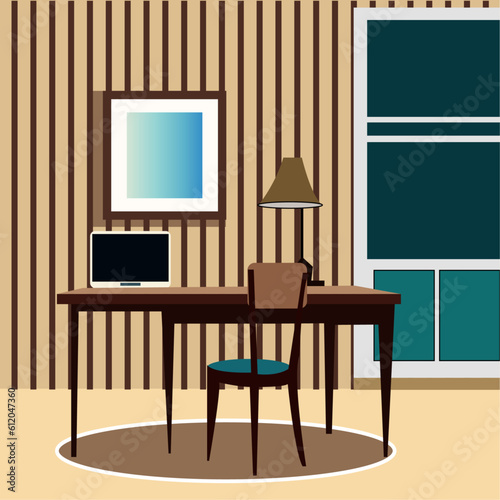 Office desk illustration vector