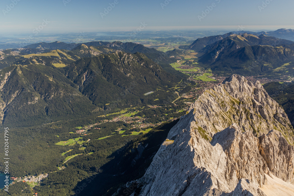 Loisach valley viewed from Zugspitze, Germany