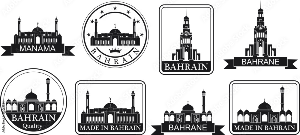 Bahrain set. Isolated Bahrain on white background