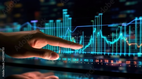 Futuristic Finance Background: Analyzing Business Data Graphs and Growth Financial Reports
