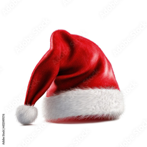 Santa Claus Red Hat Isolated. Illustration AI Generative.