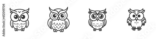 Owl icon set. Vector illustration.
