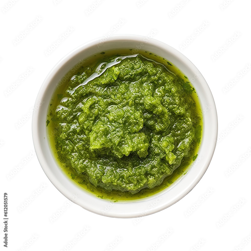 Spicy chilly sambal traditional sauce in white bowl top view Spicy chilly sambal traditional sauce in white bowl top view