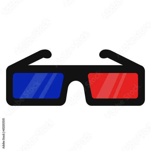 A pair of cute cartoon style 3D cinema glasses.
