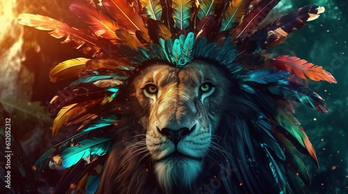 A mythical creature with the head of a lion. Generative ai.