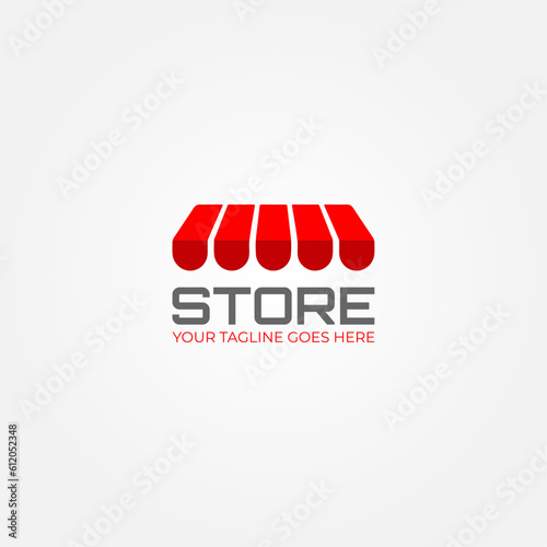 Shop Logo Graphic Vector Design in red color