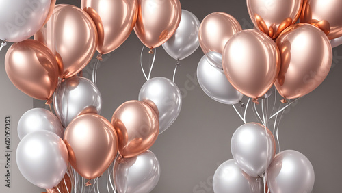Wallpaper Mural Rose gold, silver balloons and dark background events wedding sale happy atmosphere Torontodigital.ca
