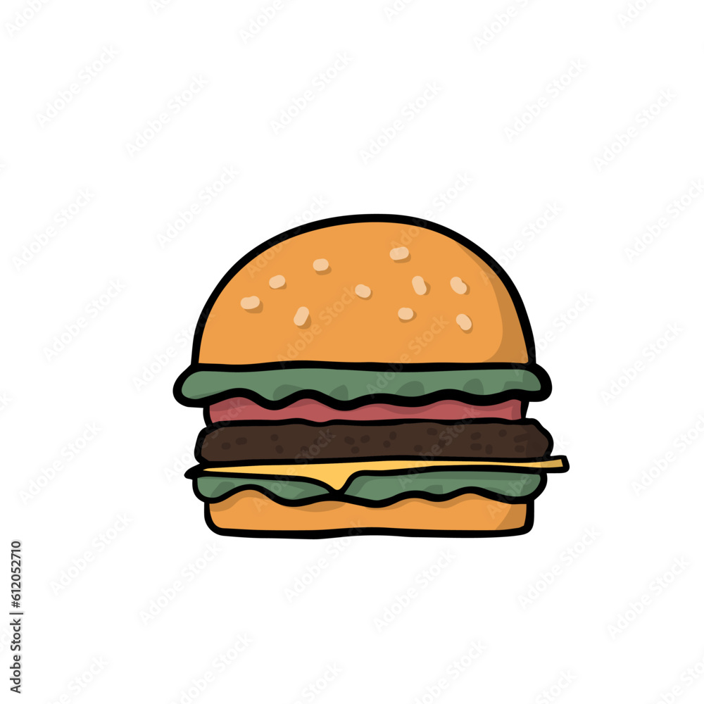 A Hamburger. Cartoon hand-drawn doodle for design A Hamburger. Cartoon hand-drawn doodle for design