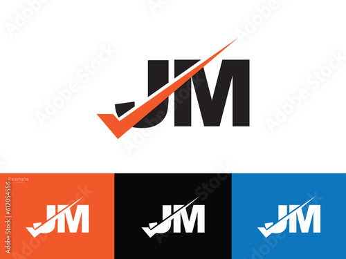 Abstract jm Checkmark Logo, Minimalist jm Logo Letter Design
