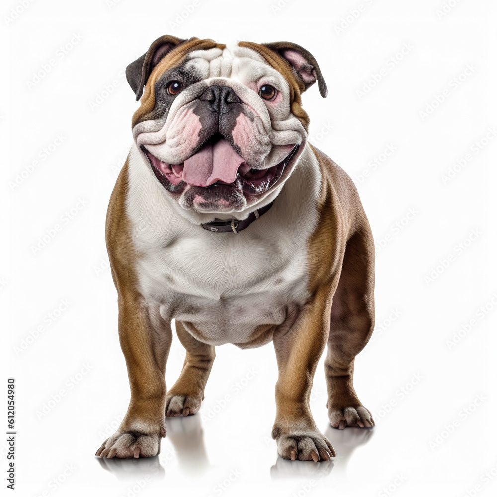 British Bulldog isolated in a white background, ai generative