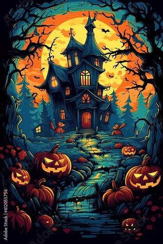 An illustration of Halloween poster , created as a generative artwork using AI.