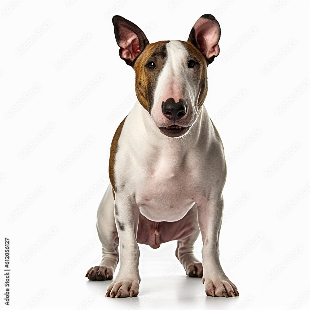 Bull Terrrier isolated in a white background, ai generative