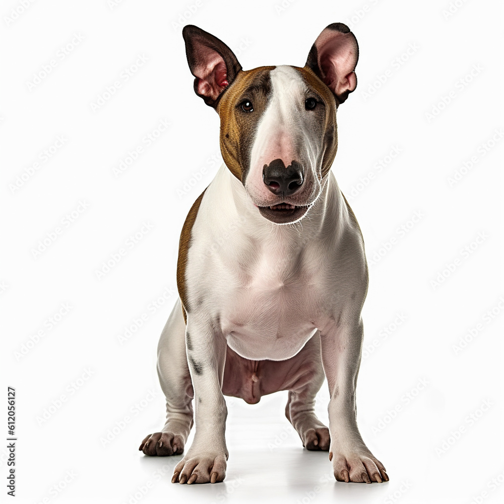 Bull Terrrier isolated in a white background, ai generative Bull Terrrier isolated in a white background, ai generative